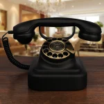 Antique Rotary Dial Telephone — Vintage Black & Brass Decorative Landline Phone
